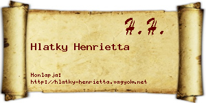 Hlatky Henrietta névjegykártya